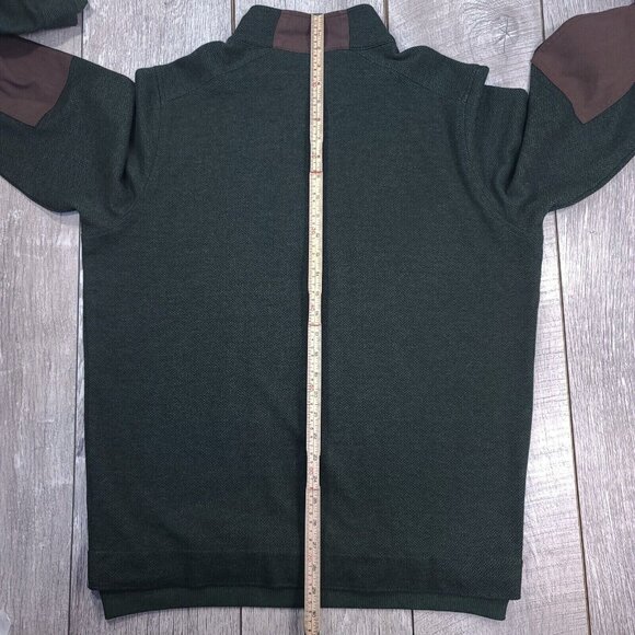 Fairway & Greene Mens Tech Patch Golf Sweater Size Large Green Leather 1/4 Zip - Picture 9 of 10